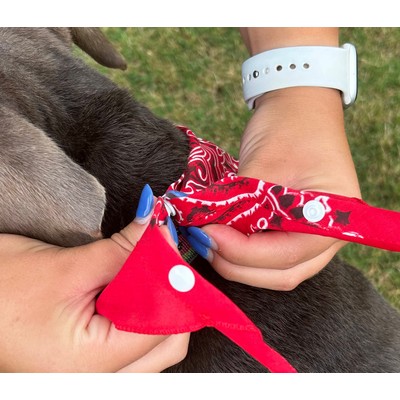 USA Made Snap & Go™ Pet Bandanna Triangle 100% Cotton (3) Adjustable Sizes (Med-LG)