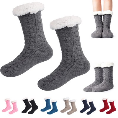 Women'S Fleece-Lined Non-Slip Indoor Socks